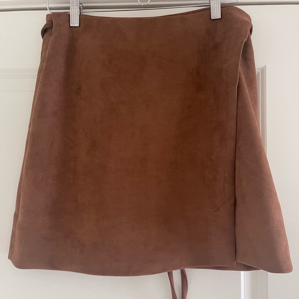 Pink Lily Rich Brown Mini wrap Skirt
